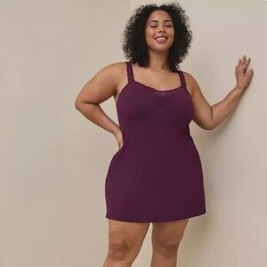 Torrid Super Soft Rib Lace Trim Sleep Gown Potent Purple Size 1